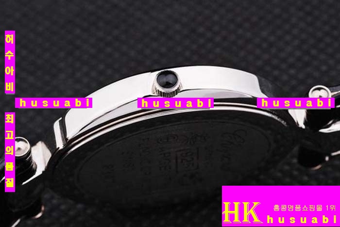 ĵ ڽð Replica Chopard Japanese Quartz MOVEMENT Polished Case Fancy Bezel Black leather Bracelet Women. sa-14